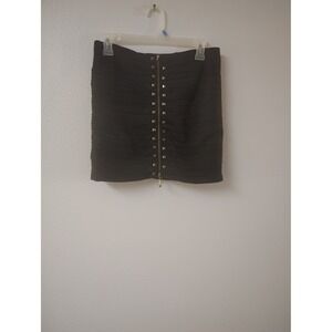 Twenty One Black Studded Zipper Front‎  Skirt Large L Edgy Night